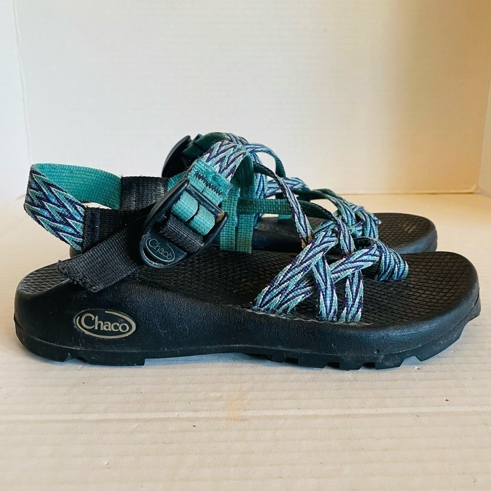 Chaco Z/1 Womens Sz 5 Sandals Black Teal Purple Strappy Performance Hiking Shoes